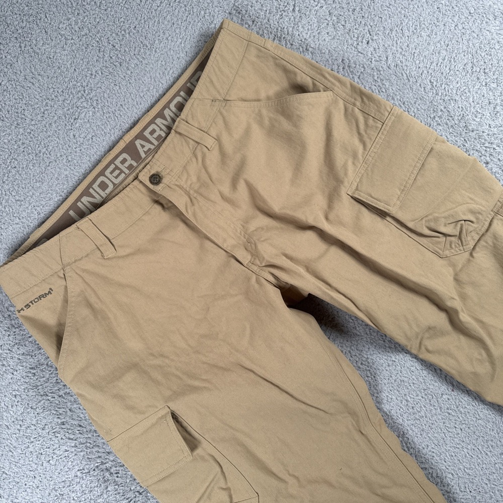 Under Armour Storm Pants Mens 38X30 (40x28) Beige Tactical Cargo Utility Hiking